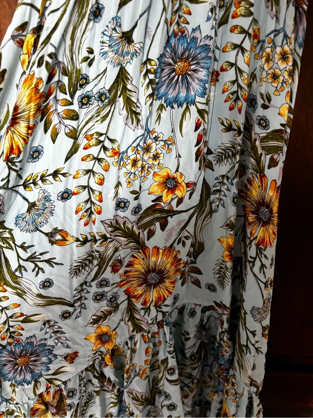 Petal & Pup Light Blue Floral Maxi Dress with Yellow Blossoms - Picture 2 of 3